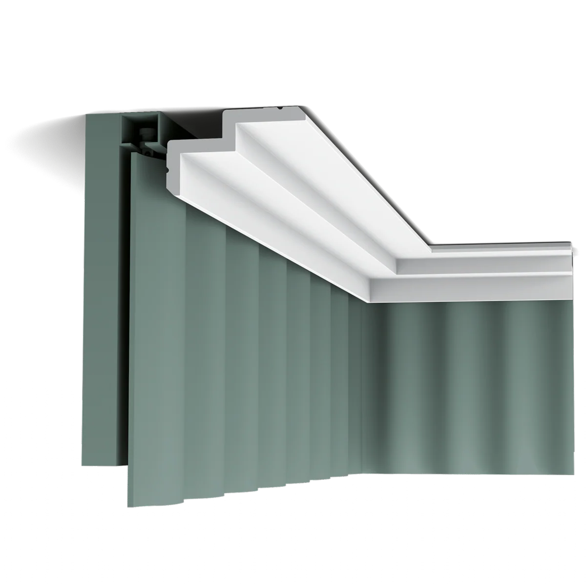 C390 STEPS Corniche plafond pour éclairage indirect et cache tringle à rideaux Orac Decor - 6x10x200cm (h x p x L) - moulure décorative polyuréthane - Image 7