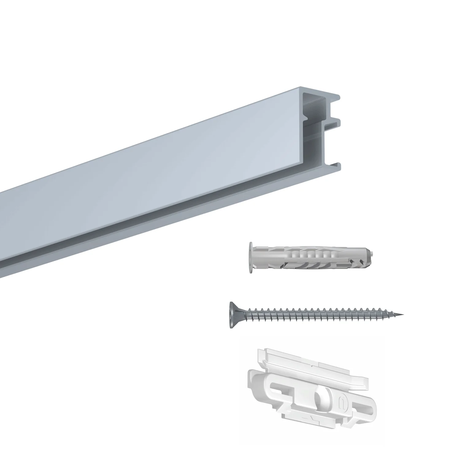 Cimaise Mini-Click Rail R10 200 cm + clips de fixation + vis & chevilles multimatériaux - Cimaise Tableau Newly - Image 3